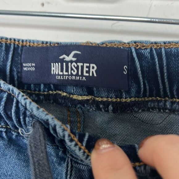 Hollister Skinny Joggers Blue Denim Pull-On Drawstring Waist Women’s Small - Picture 2 of 3